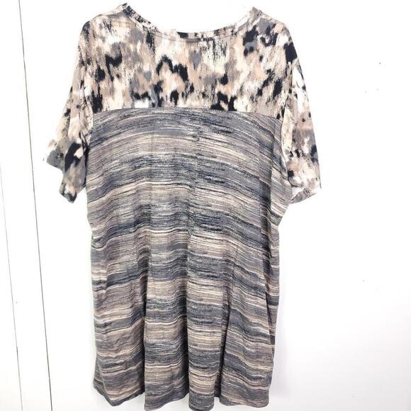 Logo Top Womens 2X Mixed Media Casual Short Sleeve Lori Goldstein Stretchy - Picture 2 of 7